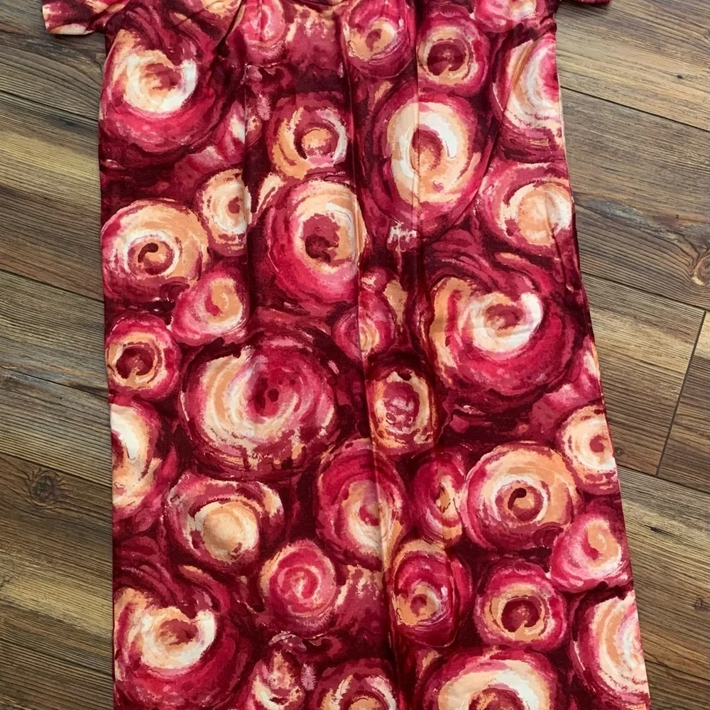 Vintage 60’s Ui- Maikai Floral Shift Dress Orange & Red Size 32 US 4/6 - Picture 5 of 12